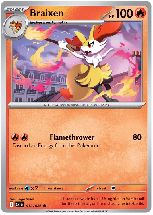 Pokémon Braixen #012 common kaart uit de Chaos Rising set