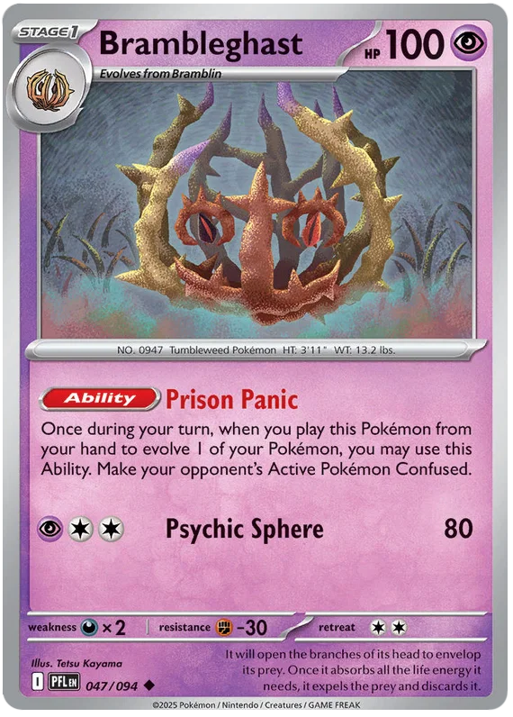 Brambleghast common kaart nummer 047 uit de Pokémon Phantasmal Flames set