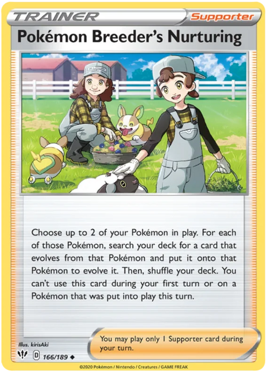 Pokémon Breeder's Nurturing 166/189 Trainer Supporter kaart uit Darkness Ablaze