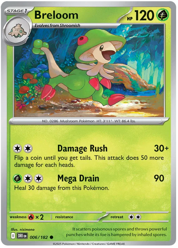 Breloom common #006 Pokémon kaart uit de Destined Rivals set