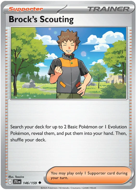 Brock's Scouting common trainerkaart #146 uit de Pokémon Journey Together set