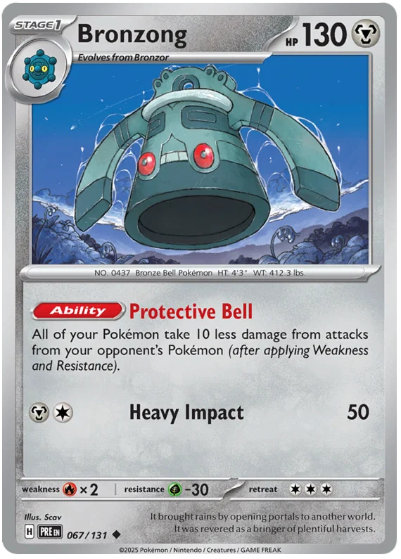 Bronzong common kaart #067 uit de Pokémon Prismatic Evolutions set