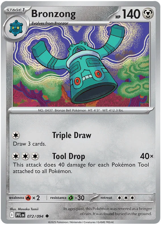 Bronzong common kaart #072 uit de Pokémon set Phantasmal Flames