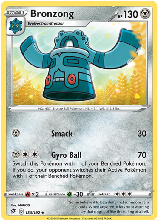 Bronzong #130/192 Rebel Clash Rare Pokémon kaart met 130 HP