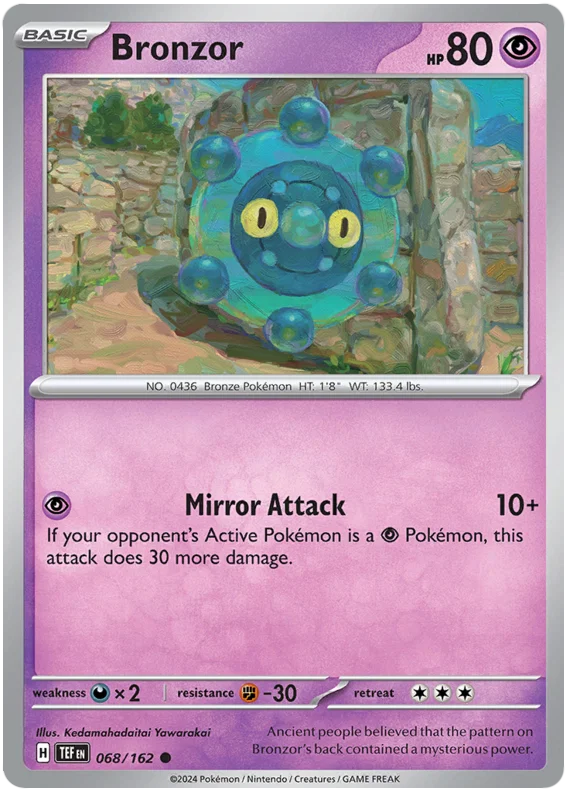 Pokémon Bronzor #068 common kaart uit de Temporal Forces set