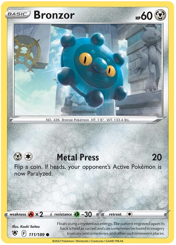 Bronzor common kaart #111/189 uit de Pokémon Astral Radiance set