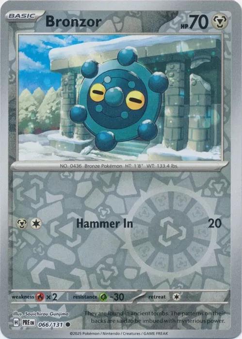 Bronzor Reverse Holo kaart #066 uit de Pokémon Prismatic Evolutions set