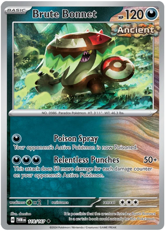 Brute Bonnet common kaart #118 uit de Pokémon Twilight Masquerade set