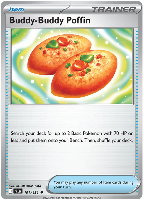 Pokémon kaart Buddy-Buddy Poffin #101 common uit Prismatic Evolutions