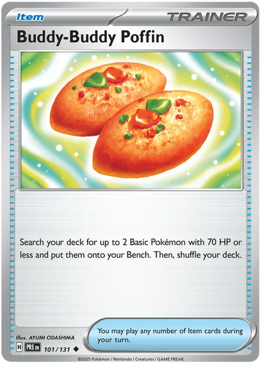 Pokémon kaart Buddy-Buddy Poffin #101 common uit Prismatic Evolutions