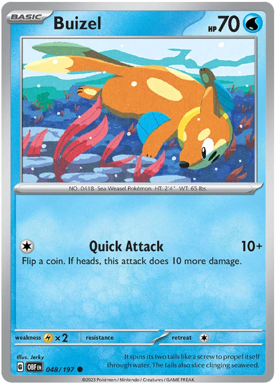 Buizel #048 common kaart uit de Pokémon Obsidian Flames set