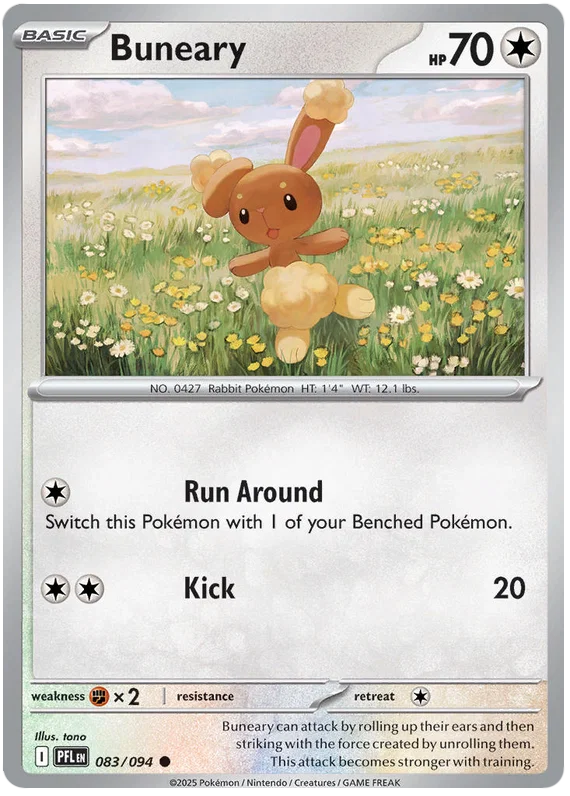 Buneary common Pokémon kaart nummer 083 uit de set Phantasmal Flames