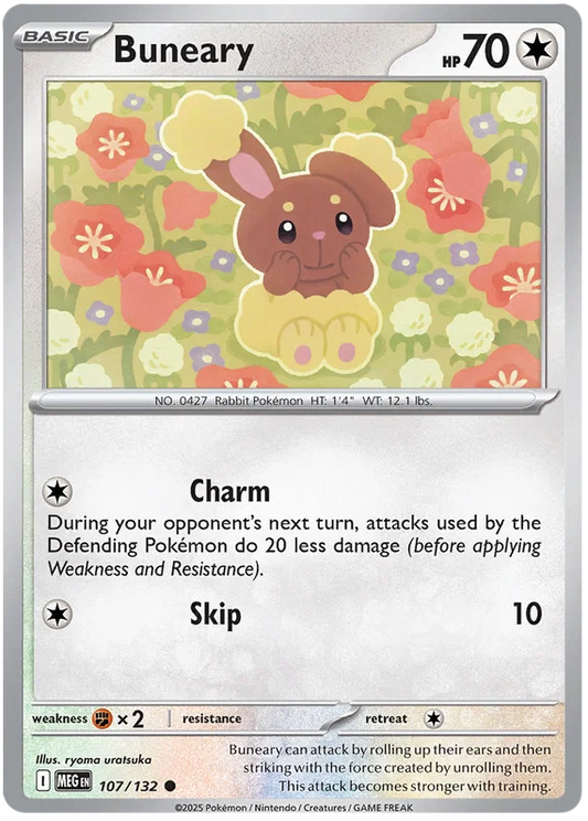 Pokémon Buneary common kaart #107 uit de Mega Evolution set