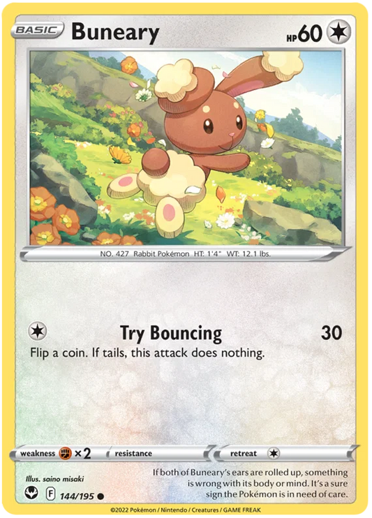 Buneary #144 common Pokémon kaart uit de Silver Tempest set