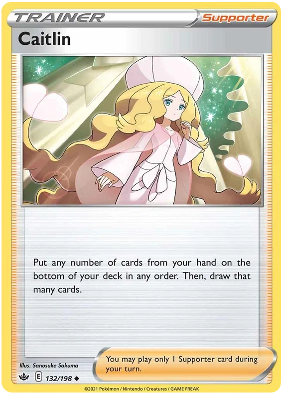 Pokémon kaart Caitlin common uit de Chilling Reign set, nummer 132/198