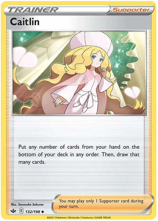 Pokémon kaart Caitlin common uit de Chilling Reign set, nummer 132/198