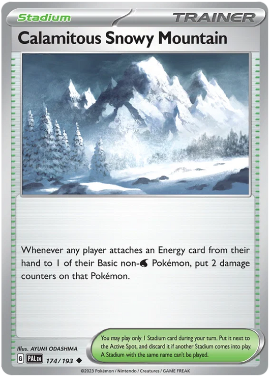 Calamitous Snowy Mountain stadionkaart #174 uit Pokémon Paldea Evolved, common rariteit
