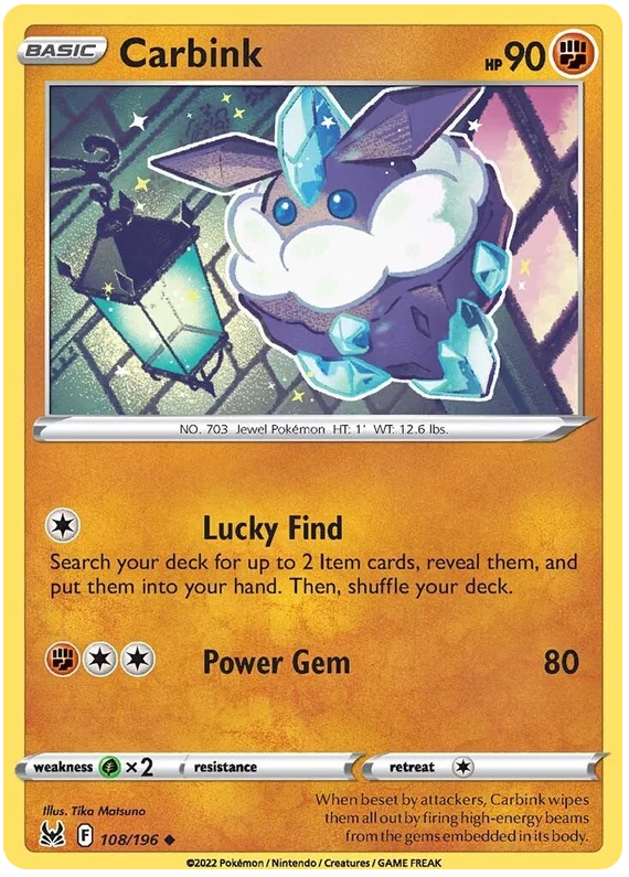 Pokémon Carbink #108/196 common kaart uit de Lost Origin set
