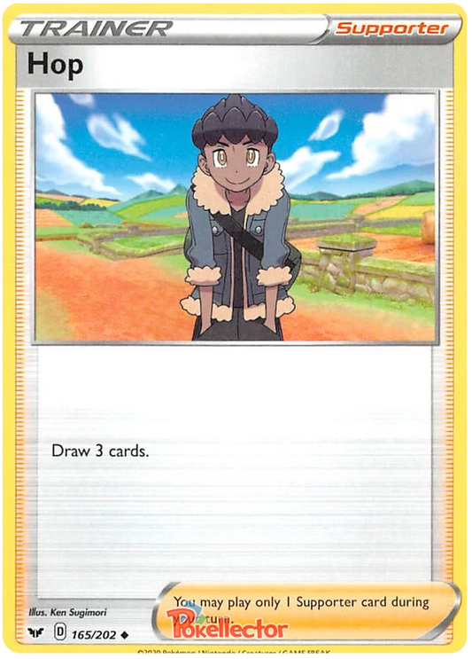 Pokémon TCG Trainerkaart Hop 165/202 Uncommon uit de Sword & Shield basisset.