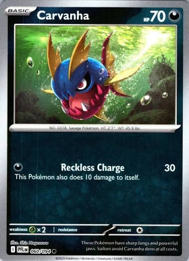 Carvanha Reverse Holo kaart #060 uit de Pokémon set Phantasmal Flames