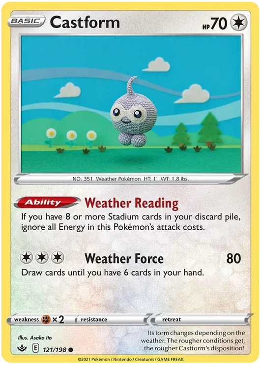 Pokémon Castform common kaart 121/198 uit Chilling Reign met Weather Reading ability