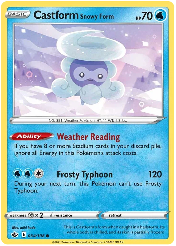 Castform Snowy Form common kaart uit de Pokemon Chilling Reign set, nummer 034/198