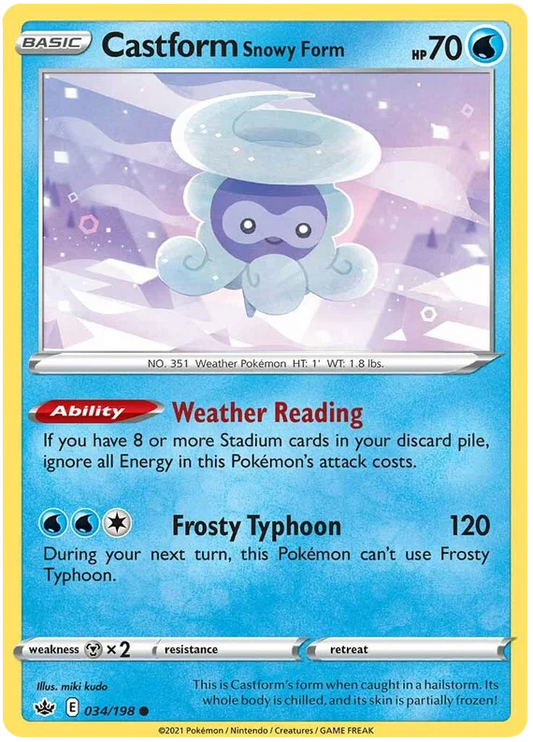 Castform Snowy Form common kaart uit de Pokemon Chilling Reign set, nummer 034/198