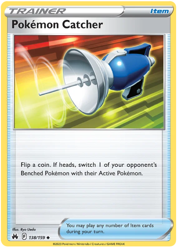 Pokémon Catcher #138 common trainerkaart uit de Crown Zenith set