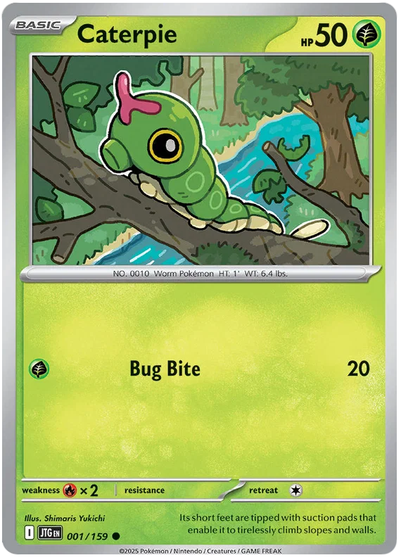 Pokémon Caterpie #001 common kaart uit de Journey Together set