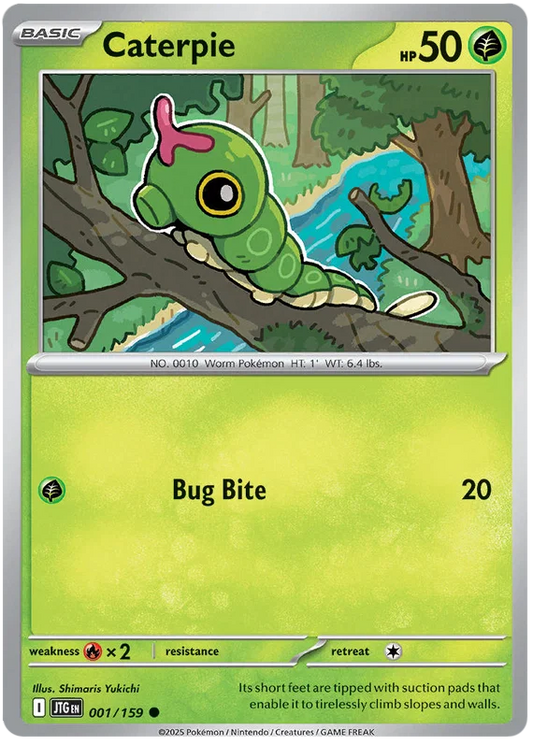 Pokémon Caterpie #001 common kaart uit de Journey Together set