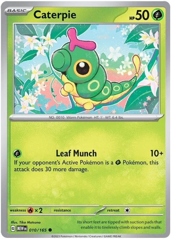 Pokémon Caterpie #010 common kaart uit de 151 set