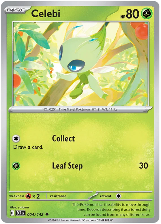 Pokémon Celebi common kaart #004 uit de Stellar Crown set
