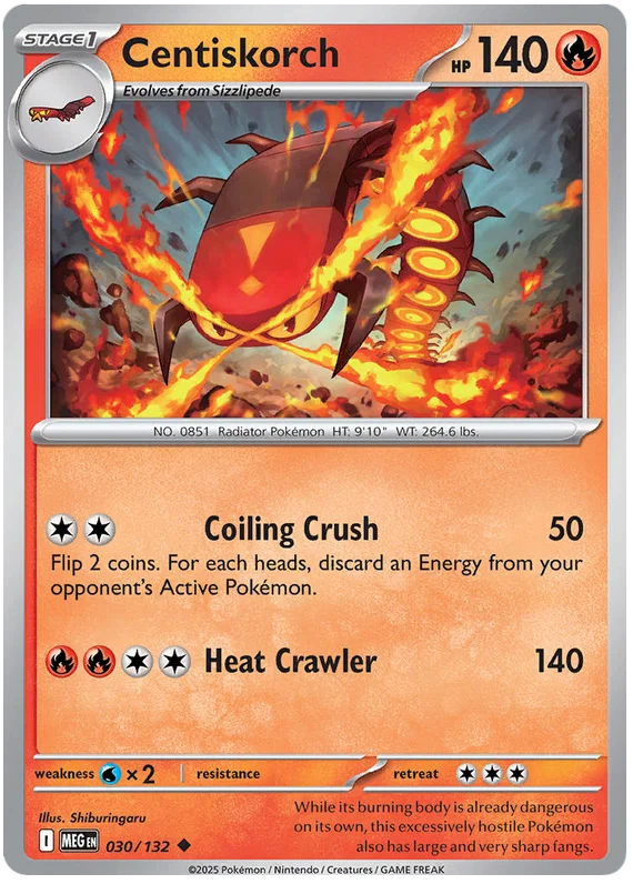 Pokémon kaart Centiskorch #030 common uit de Mega Evolution set