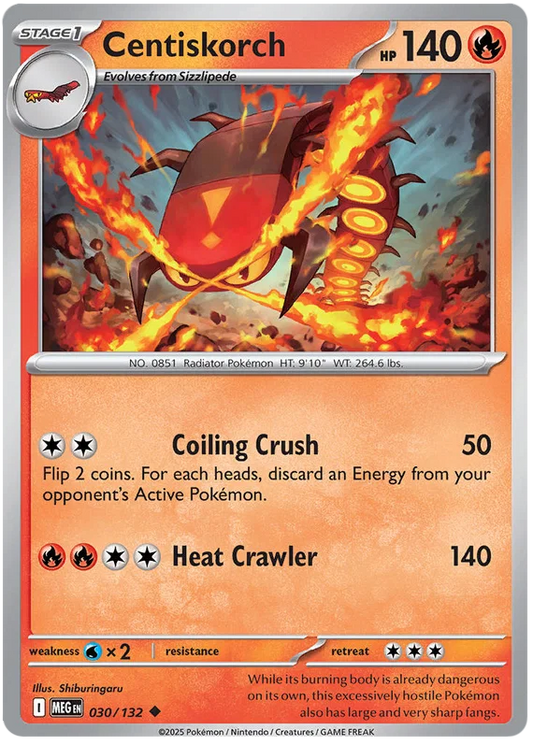 Pokémon kaart Centiskorch #030 common uit de Mega Evolution set