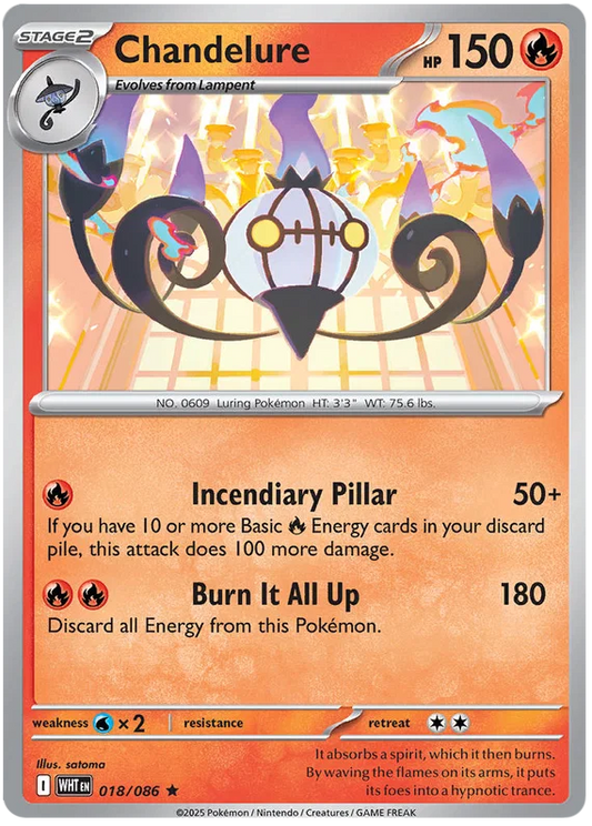 Chandelure holo kaart nummer 018 uit de Pokémon White Flare set