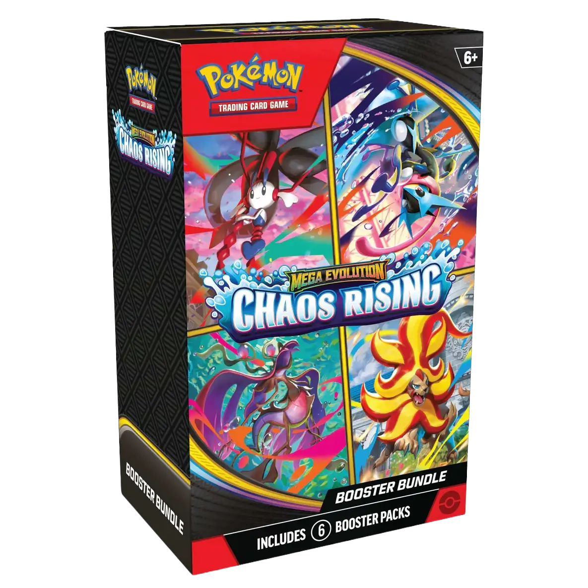 Pokémon TCG Chaos Rising Booster Bundle voorkant met 6 booster packs geseald