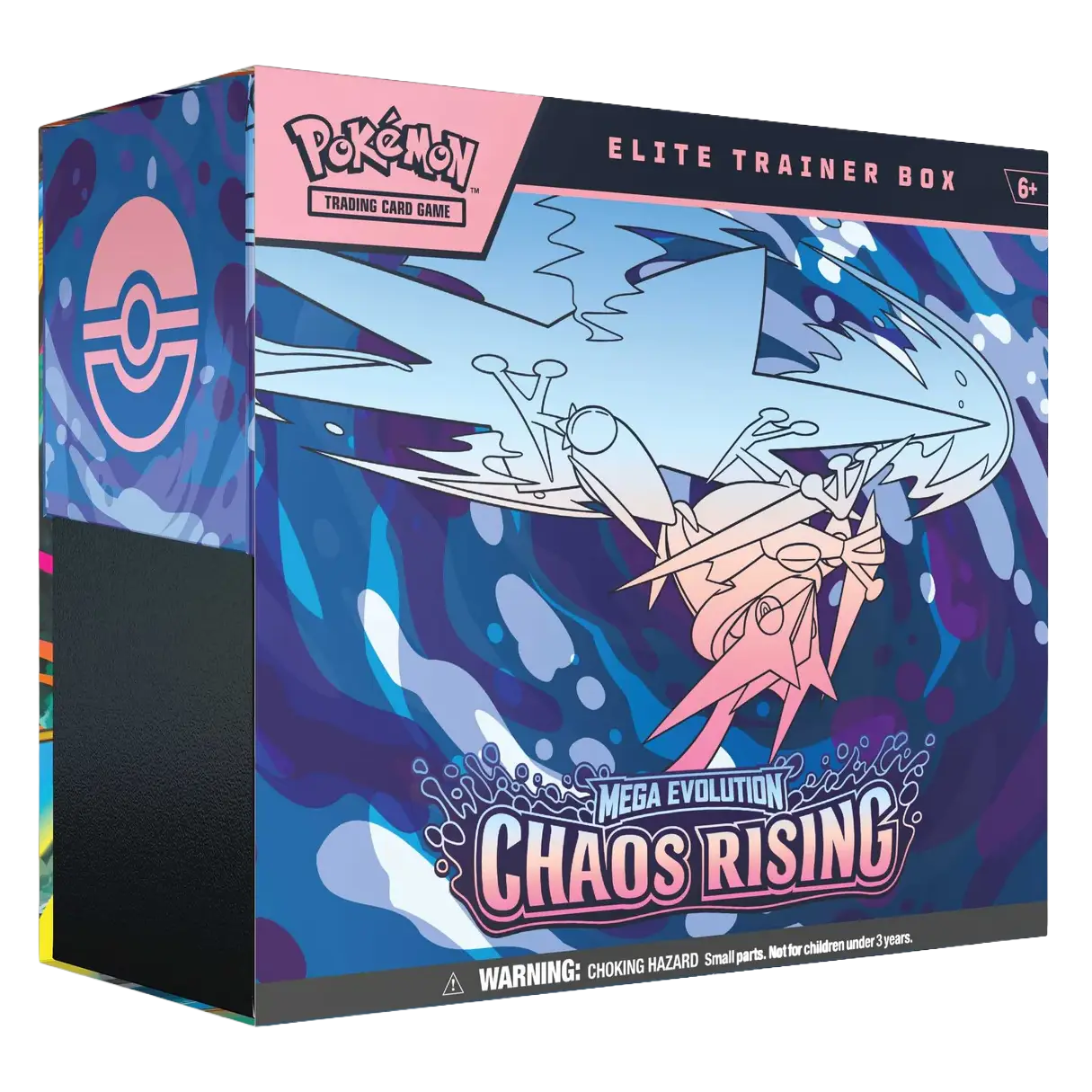 Pokémon TCG Chaos Rising Elite Trainer Box voorkant geseald inclusief 9 booster packs en accessoires