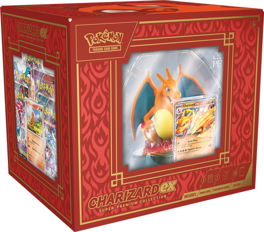Pokémon Charizard ex Super-Premium Collection doos met speelfiguur en boosterpacks