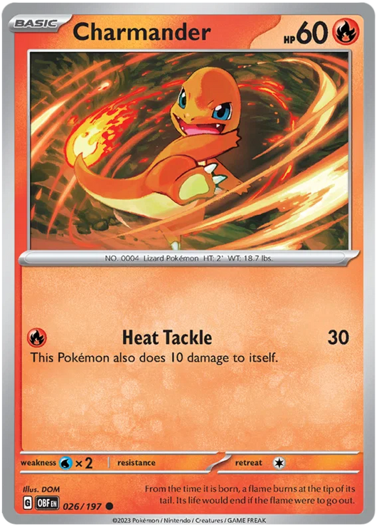 Pokémon Charmander #026 common kaart uit Obsidian Flames