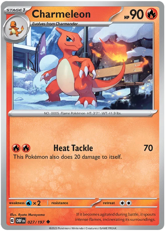 Charmeleon #027 common Pokémon kaart uit Obsidian Flames