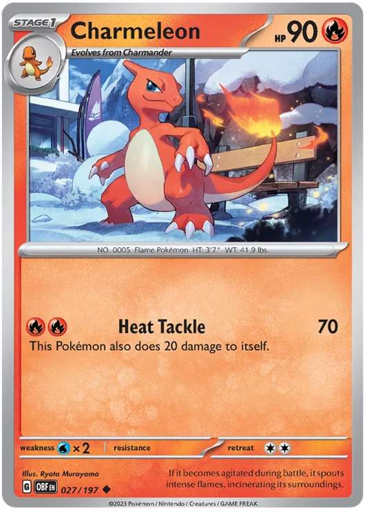 Charmeleon #027 common Pokémon kaart uit Obsidian Flames