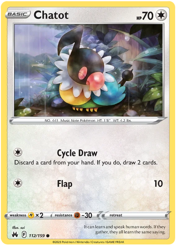 Pokémon Chatot #112 common kaart uit de Crown Zenith set