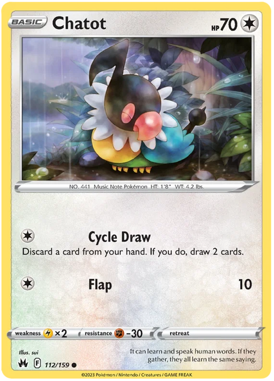 Pokémon Chatot #112 common kaart uit de Crown Zenith set