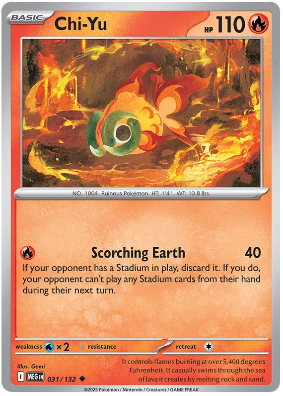 Pokémon Chi-Yu common kaart nummer 031 uit de Mega Evolution set