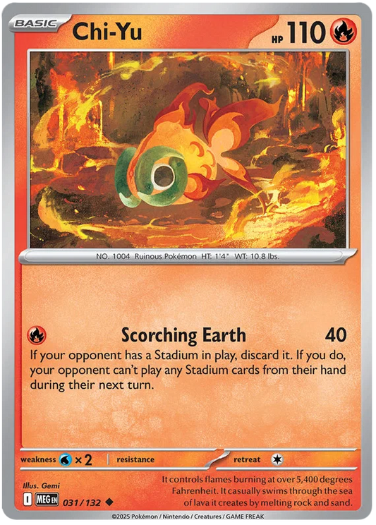 Pokémon Chi-Yu common kaart nummer 031 uit de Mega Evolution set