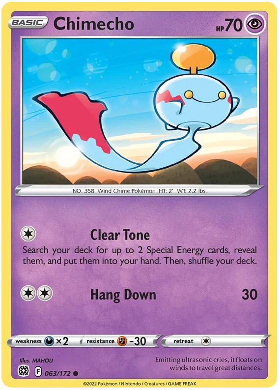 Pokémon Chimecho #063/172 common kaart uit de Brilliant Stars set