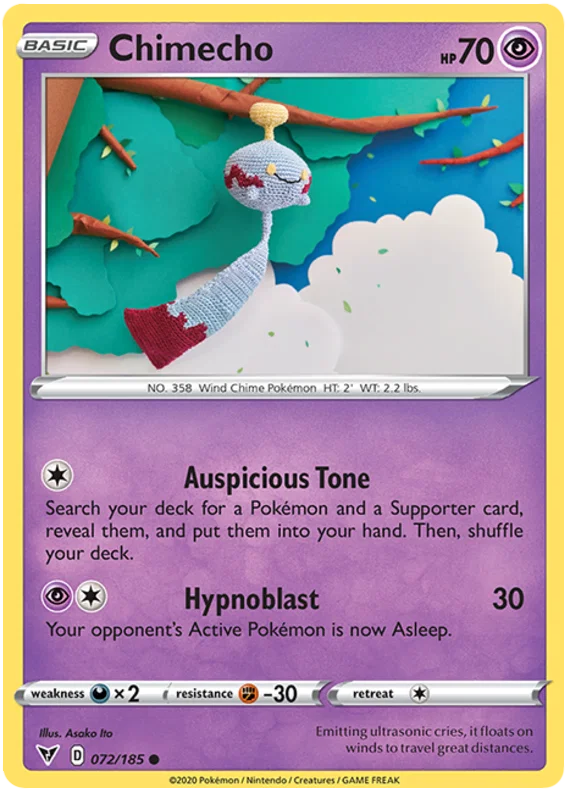 Chimecho common pokémonkaart nummer 072/185 uit de Vivid Voltage set