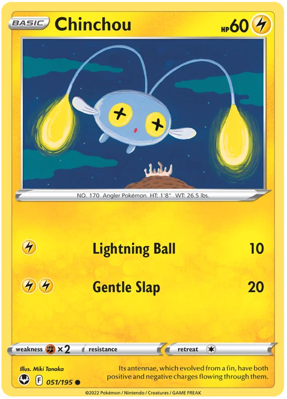 Pokémon Chinchou #051 common kaart uit de Silver Tempest set