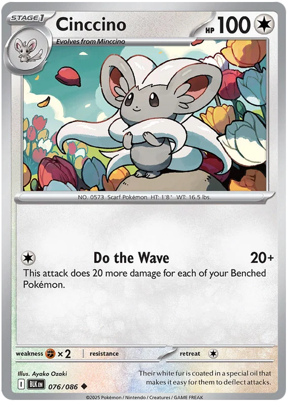 Pokémon Cinccino #076 common kaart uit de Black Bolt set