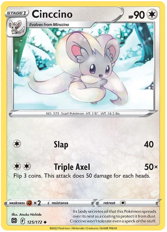 Cinccino common pokémonkaart nummer 125/172 uit de Brilliant Stars set